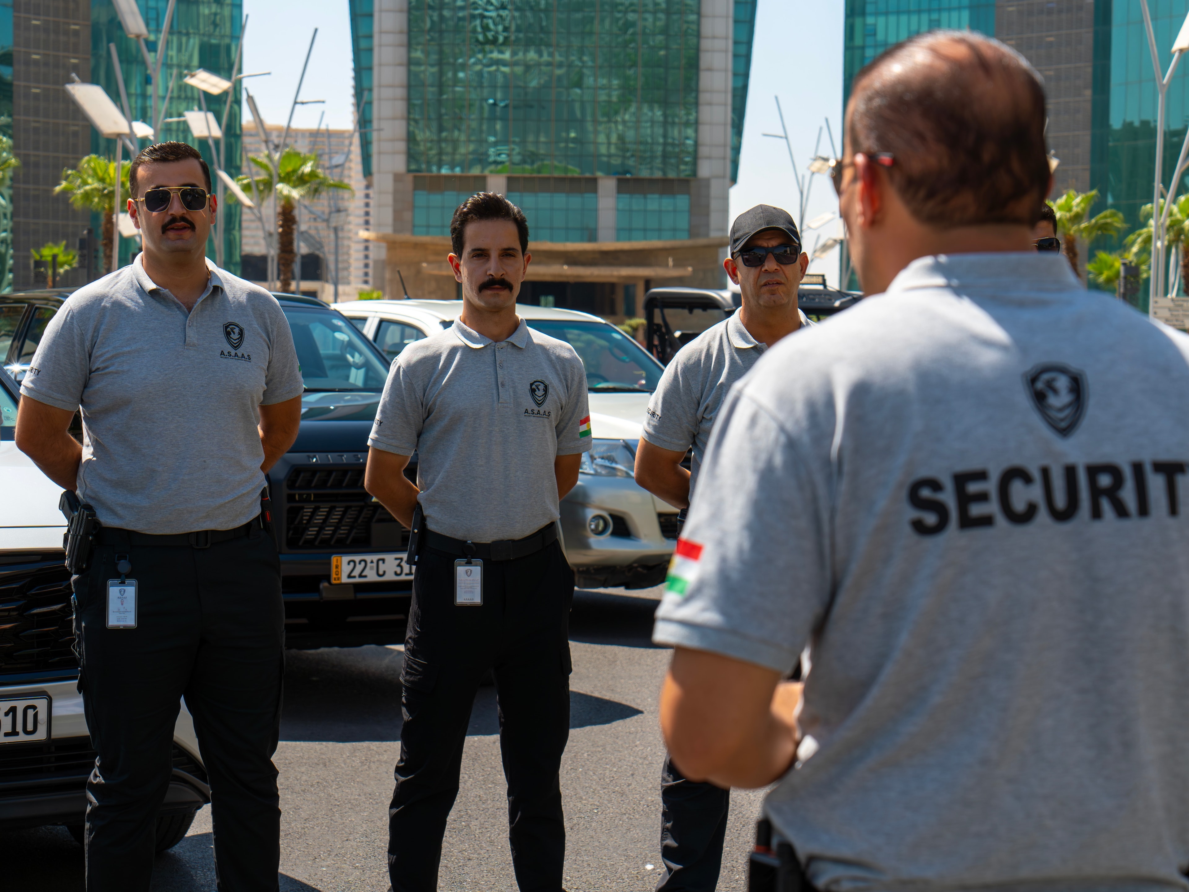 Uniformed security presence at a facility entrance